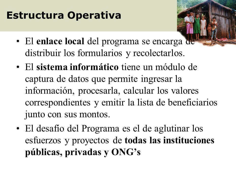 Estructura Operativa El enlace local del programa se encarga de distribuir los formularios y recolectarlos.