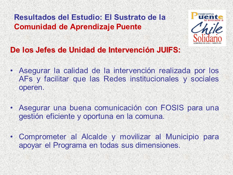 Resultados del Estudio: El Sustrato de la Comunidad de Aprendizaje Puente