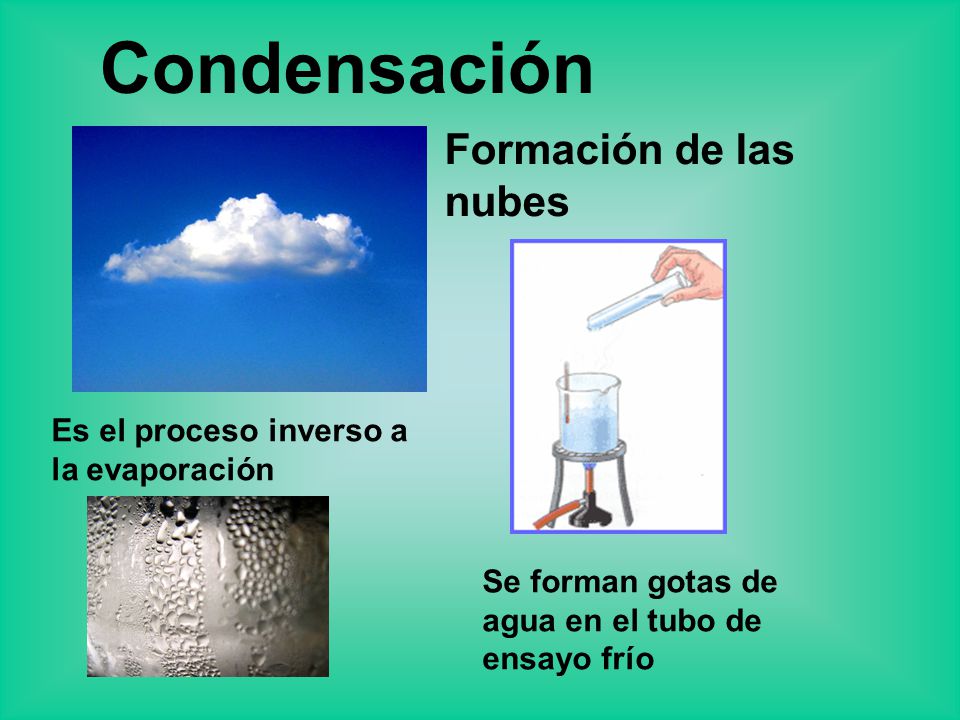 Formación de las nubes Es el proceso inverso a la evaporación
