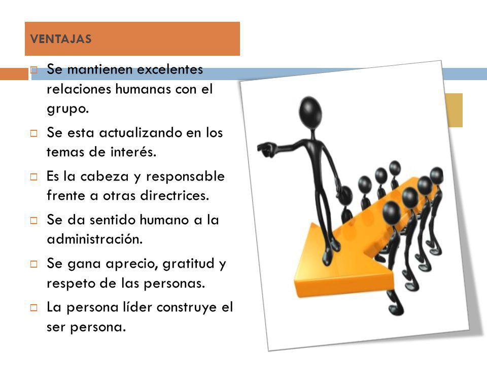 SER LIDER Se mantienen excelentes relaciones humanas con el grupo.