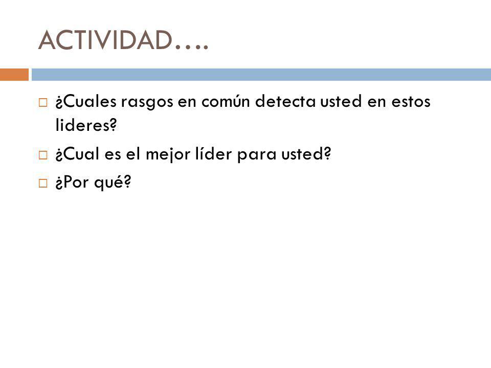 ACTIVIDAD…. ¿Cuales rasgos en común detecta usted en estos lideres