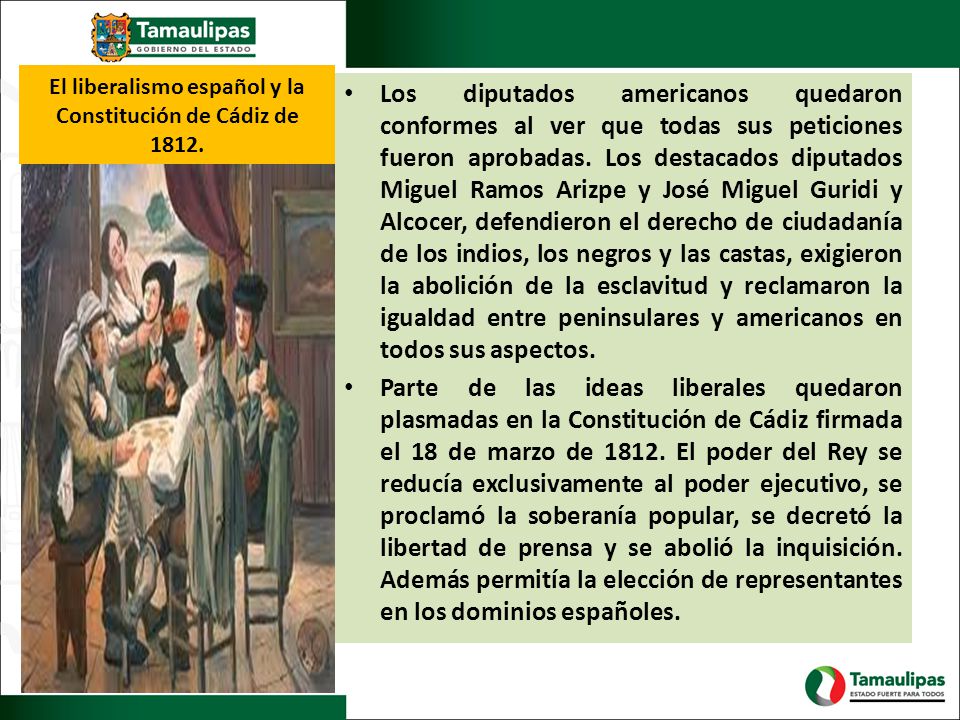 El liberalismo español y la Constitución de Cádiz de 1812.