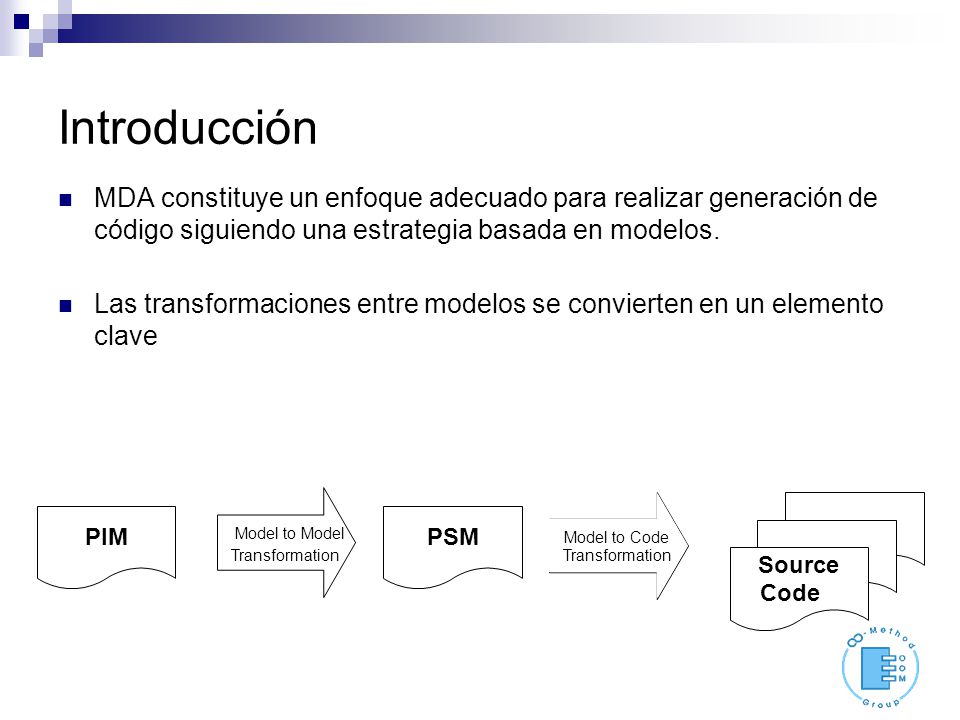 Introducción MDA constituye un enfoque adecuado para realizar generación de código siguiendo una estrategia basada en modelos.