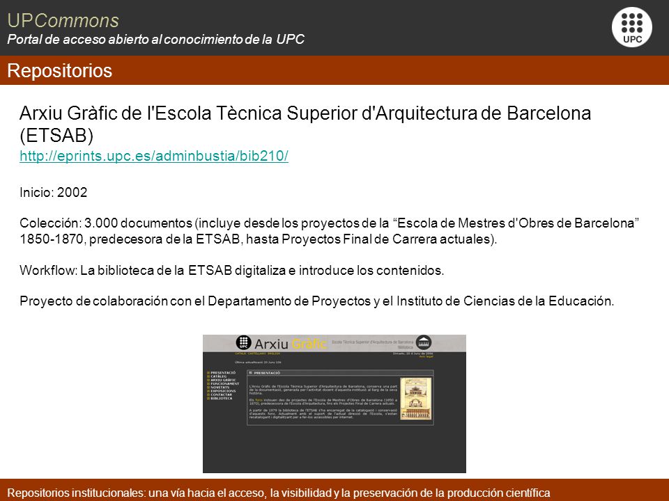 Repositorios Arxiu Gràfic de l Escola Tècnica Superior d Arquitectura de Barcelona (ETSAB)