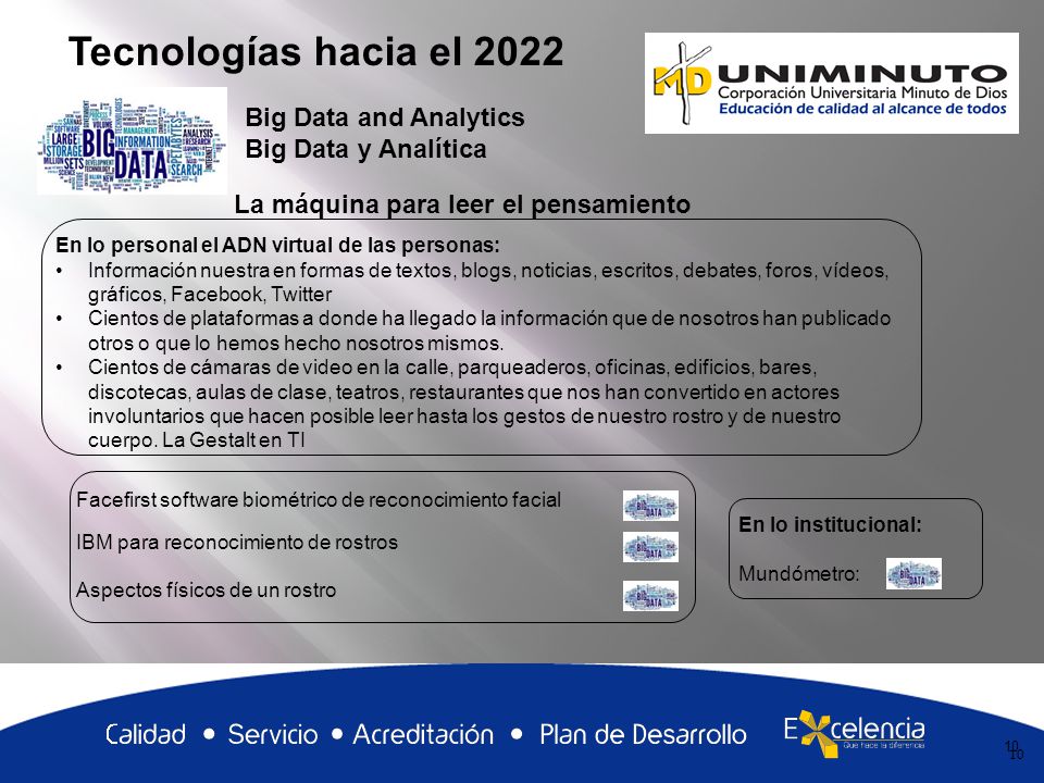 Tecnologías hacia el 2022 Big Data and Analytics Big Data y Analítica
