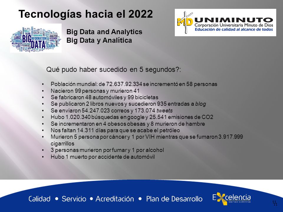 Tecnologías hacia el 2022 Big Data and Analytics Big Data y Analítica