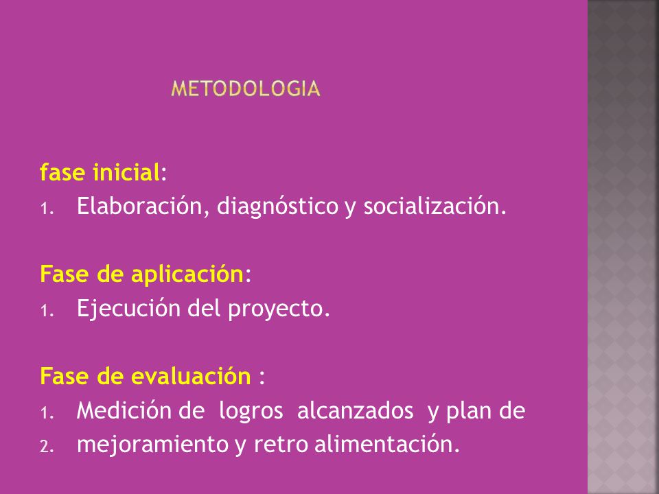 Elaboración, diagnóstico y socialización. Fase de aplicación: