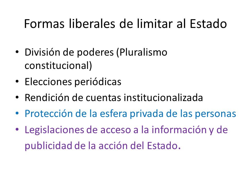 Formas liberales de limitar al Estado