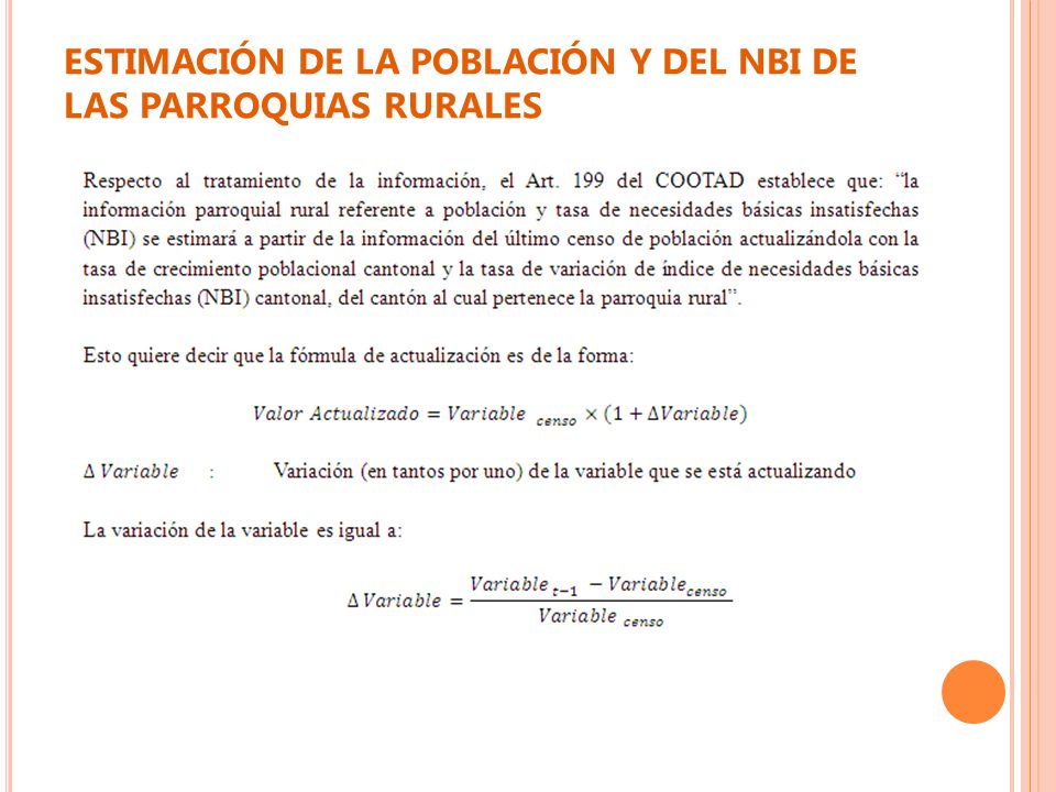 ESTIMACIÓN DE LA POBLACIÓN Y DEL NBI DE LAS PARROQUIAS RURALES