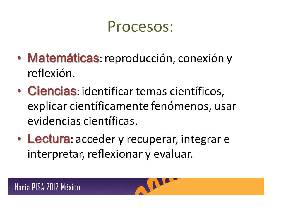 Procesos: Matemáticas: reproducción, conexión y reflexión.