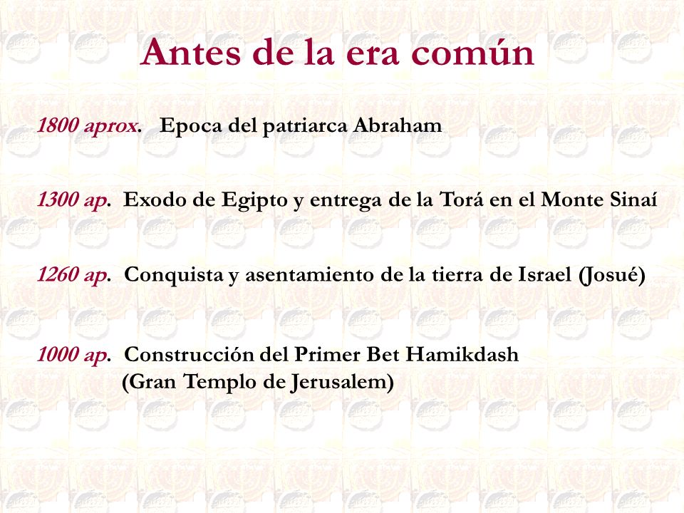 Antes de la era común 1800 aprox. Epoca del patriarca Abraham