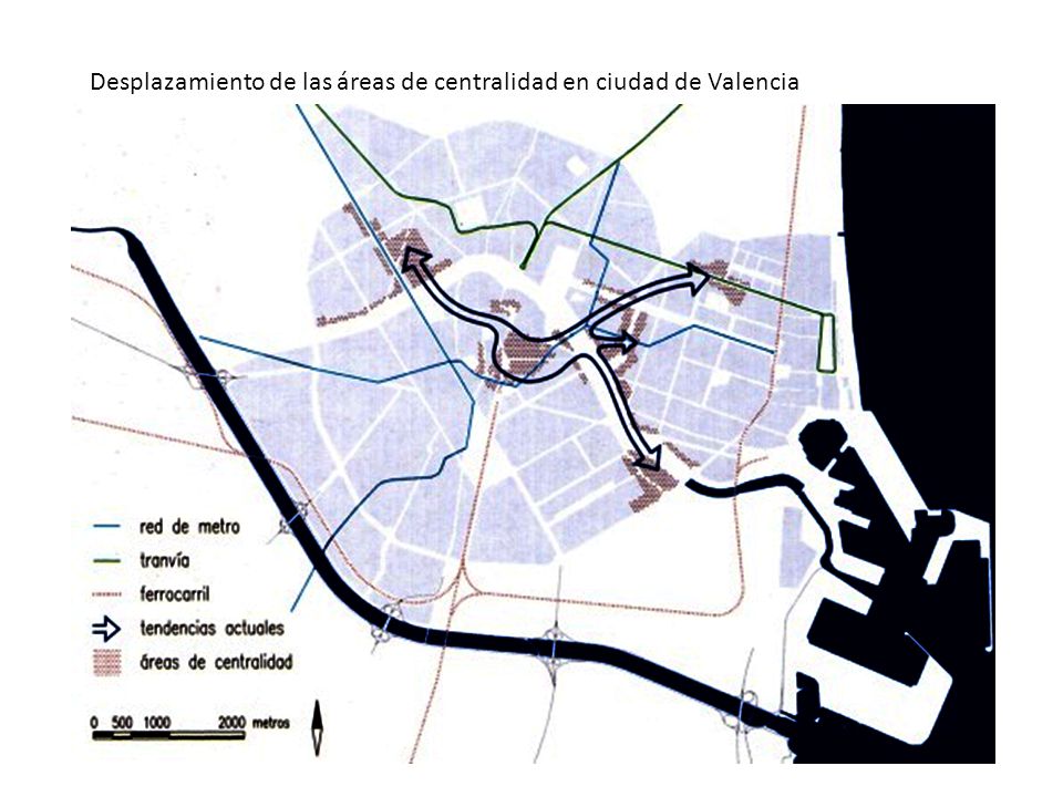 Desplazamiento de las áreas de centralidad en ciudad de Valencia