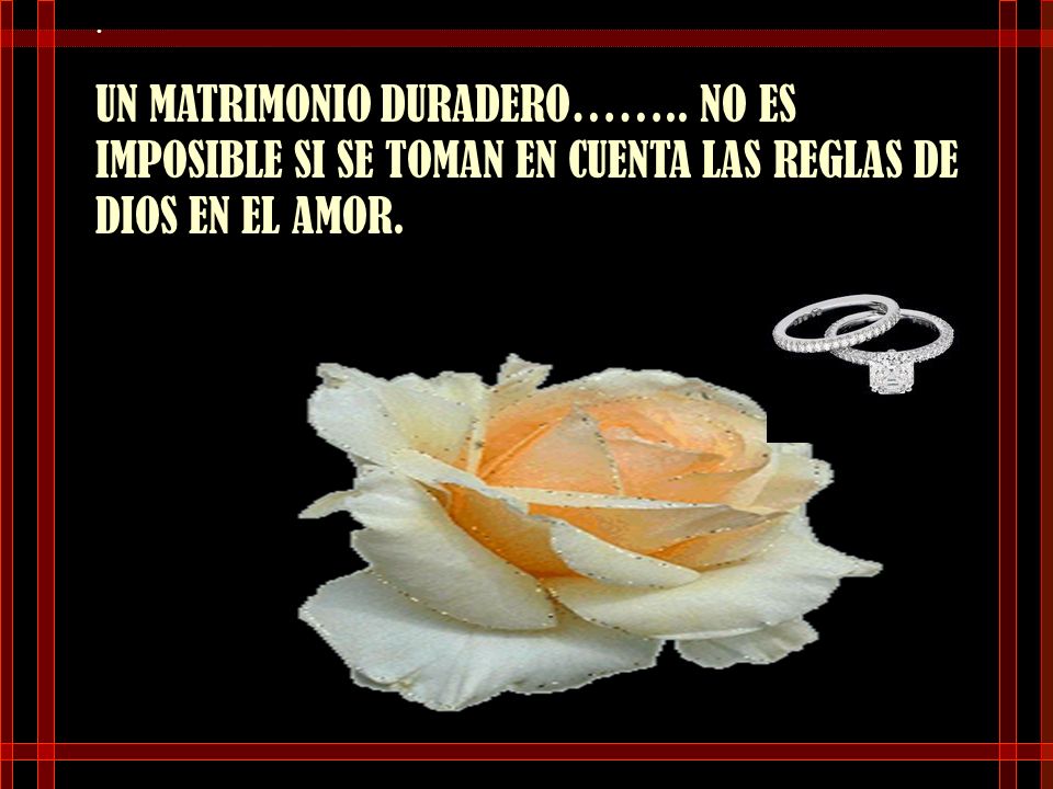 . UN MATRIMONIO DURADERO…….. NO ES IMPOSIBLE SI SE TOMAN EN CUENTA LAS REGLAS DE DIOS EN EL AMOR.