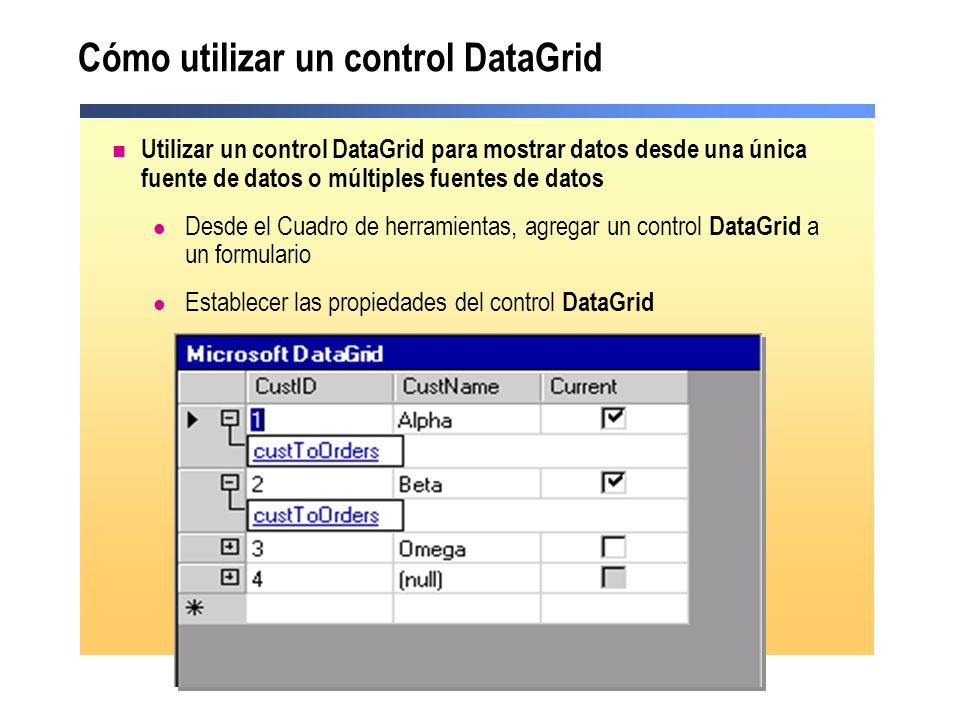 Cómo utilizar un control DataGrid