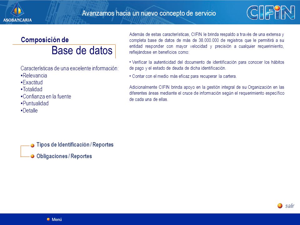 Base de datos Avanzamos hacia un nuevo concepto de servicio