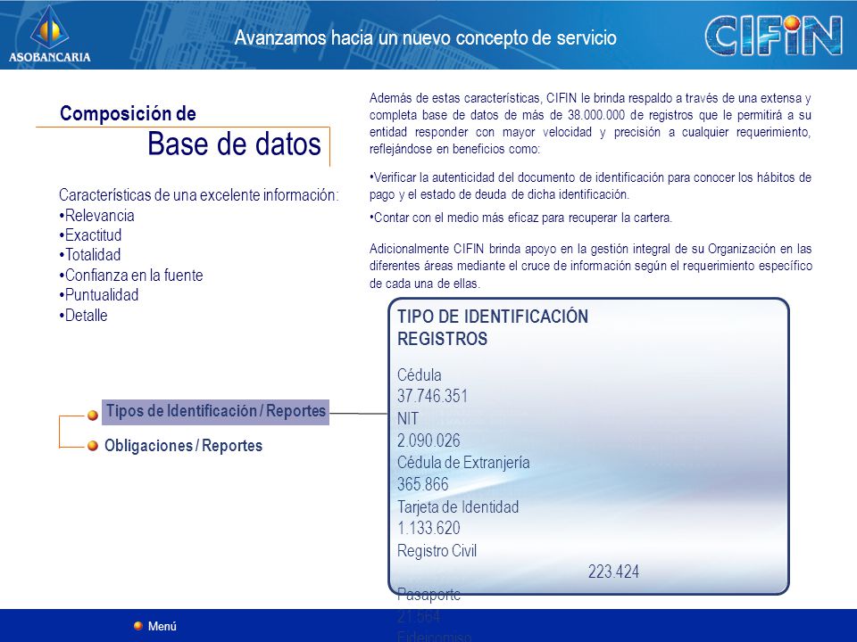 Base de datos Avanzamos hacia un nuevo concepto de servicio