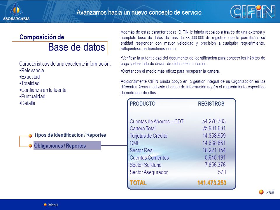 Base de datos Avanzamos hacia un nuevo concepto de servicio
