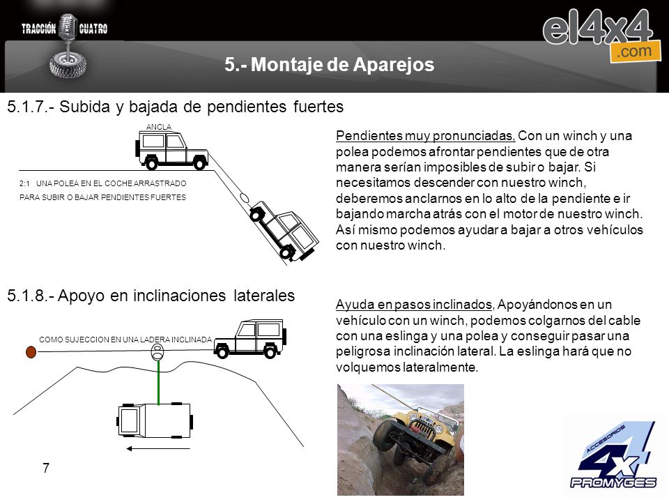 5.- Montaje de Aparejos Subida y bajada de pendientes fuertes