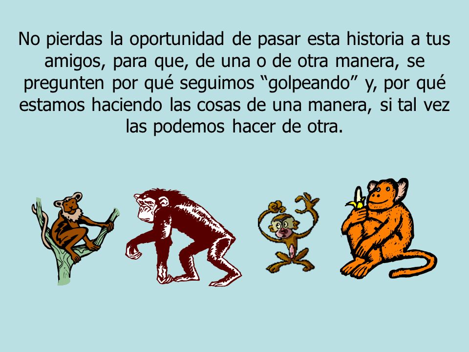 No pierdas la oportunidad de pasar esta historia a tus amigos, para que, de una o de otra manera, se pregunten por qué seguimos golpeando y, por qué estamos haciendo las cosas de una manera, si tal vez las podemos hacer de otra.