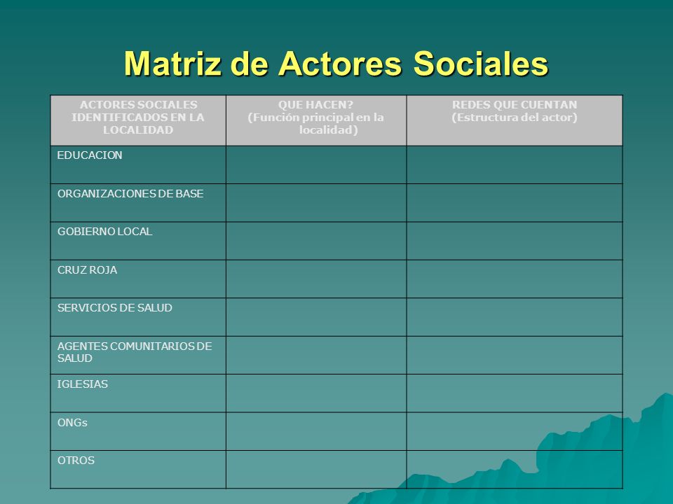 Matriz de Actores Sociales