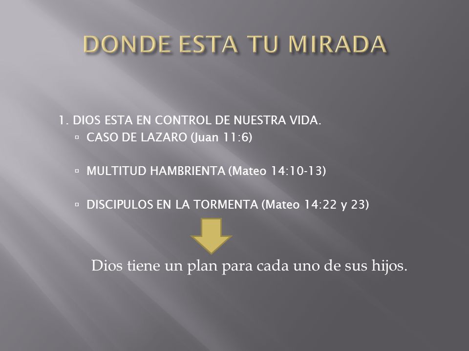 Dios tiene un plan para cada uno de sus hijos.