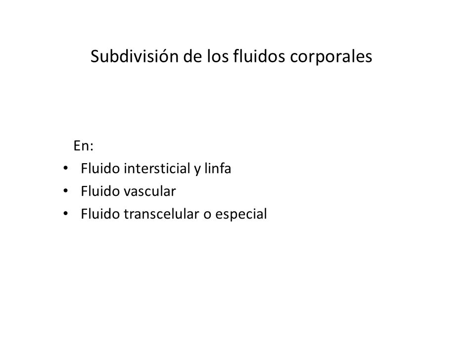 Subdivisión de los fluidos corporales