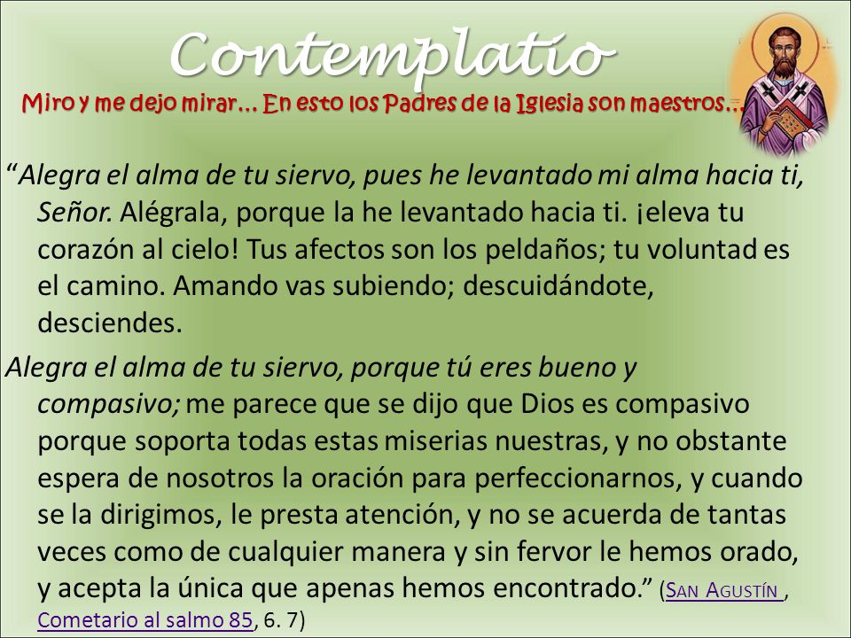Contemplatio Miro y me dejo mirar… En esto los Padres de la Iglesia son maestros…