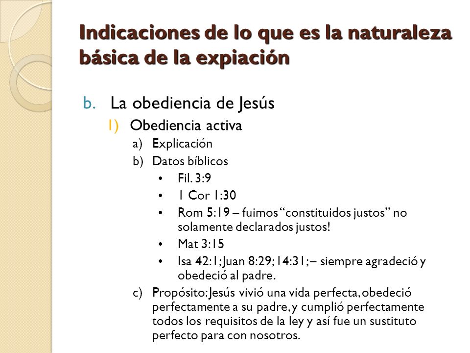 Indicaciones de lo que es la naturaleza básica de la expiación
