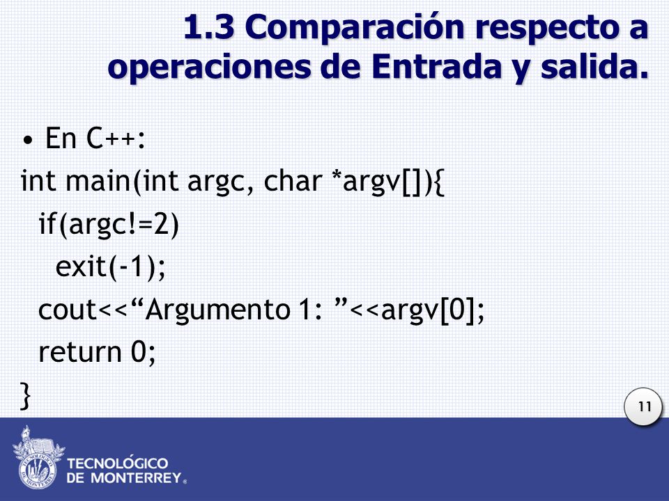 1.3 Comparación respecto a operaciones de Entrada y salida.