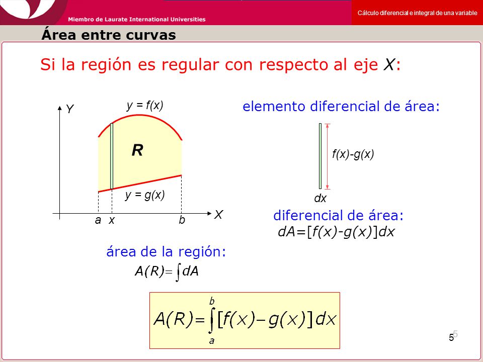 Si la región es regular con respecto al eje X: