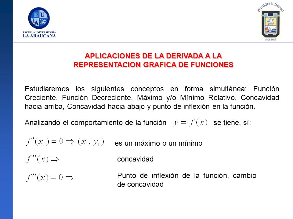 APLICACIONES DE LA DERIVADA A LA REPRESENTACION GRAFICA DE FUNCIONES