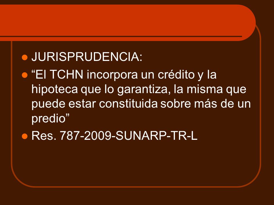 JURISPRUDENCIA: El TCHN incorpora un crédito y la hipoteca que lo garantiza, la misma que puede estar constituida sobre más de un predio