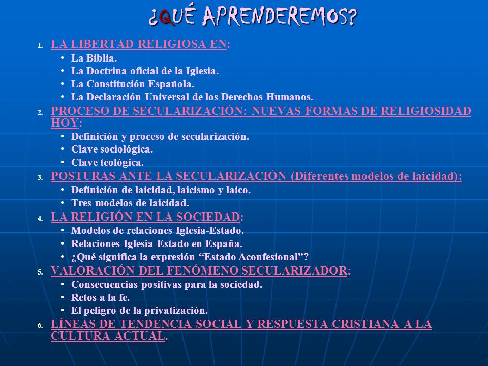 ¿QUÉ APRENDEREMOS LA LIBERTAD RELIGIOSA EN: