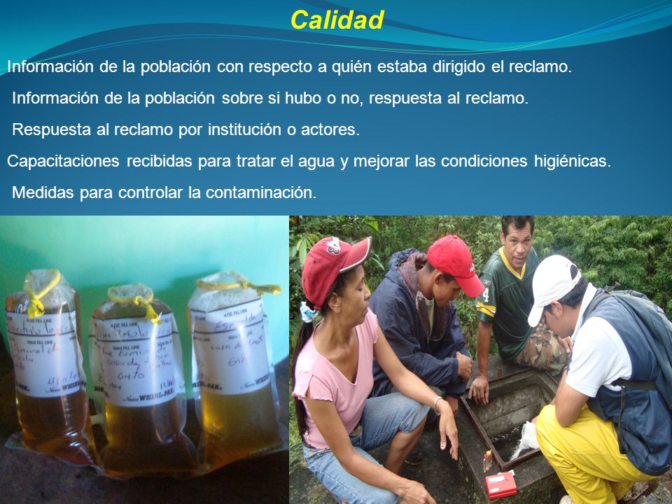 Calidad Información de la población con respecto a quién estaba dirigido el reclamo.