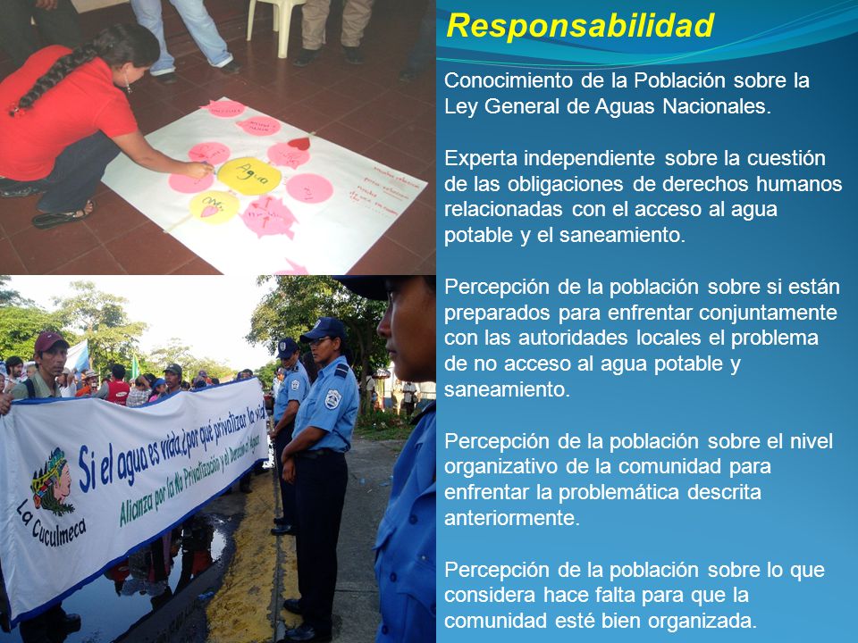 Responsabilidad Conocimiento de la Población sobre la Ley General de Aguas Nacionales.