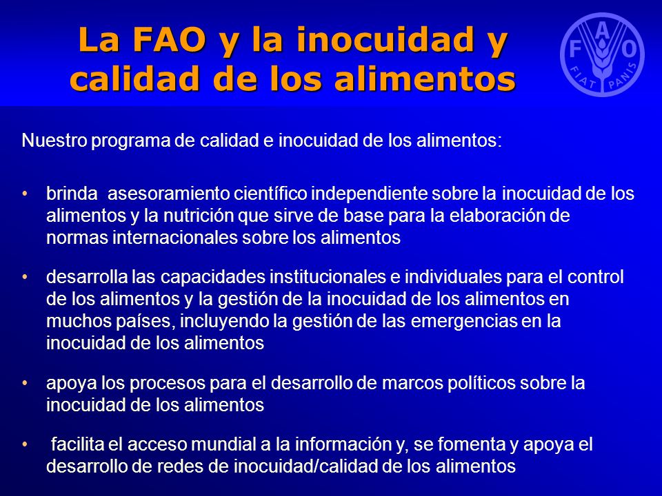 La FAO y la inocuidad y calidad de los alimentos