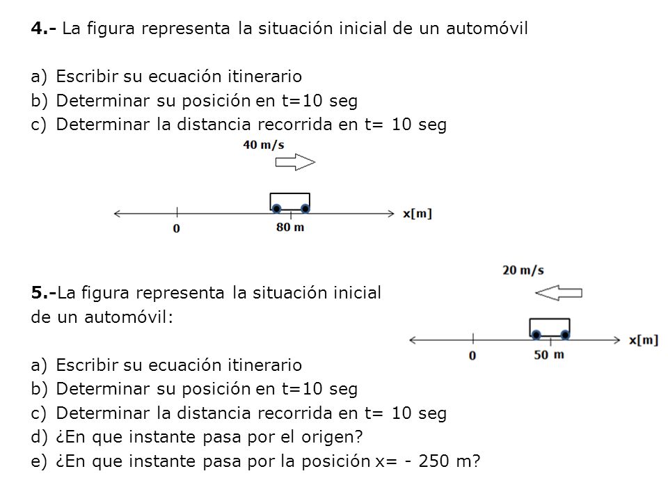 4.- La figura representa la situación inicial de un automóvil