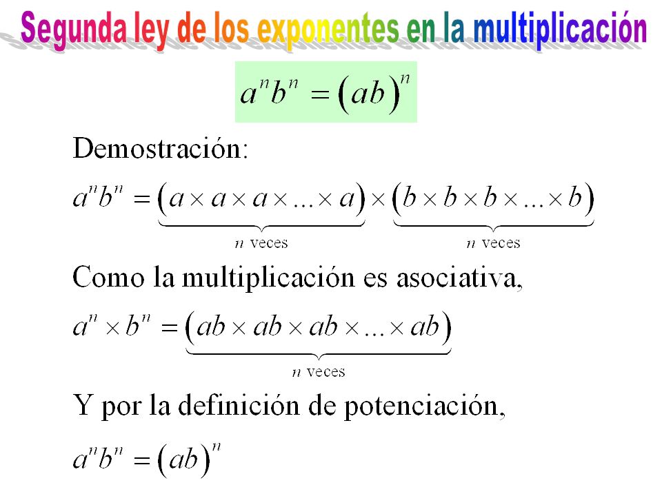 Segunda ley de los exponentes en la multiplicación