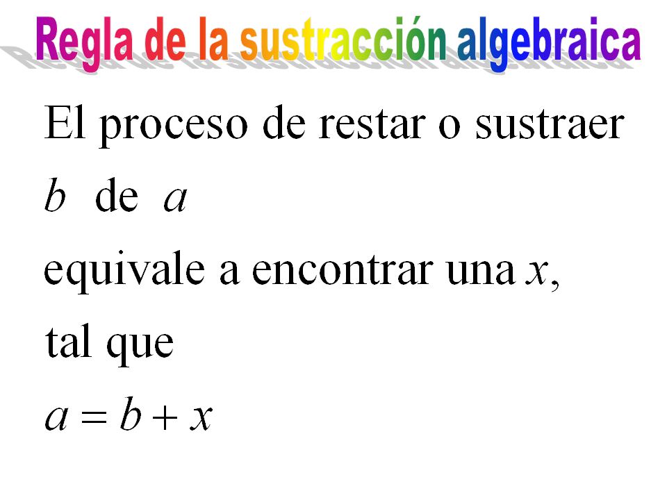 Regla de la sustracción algebraica