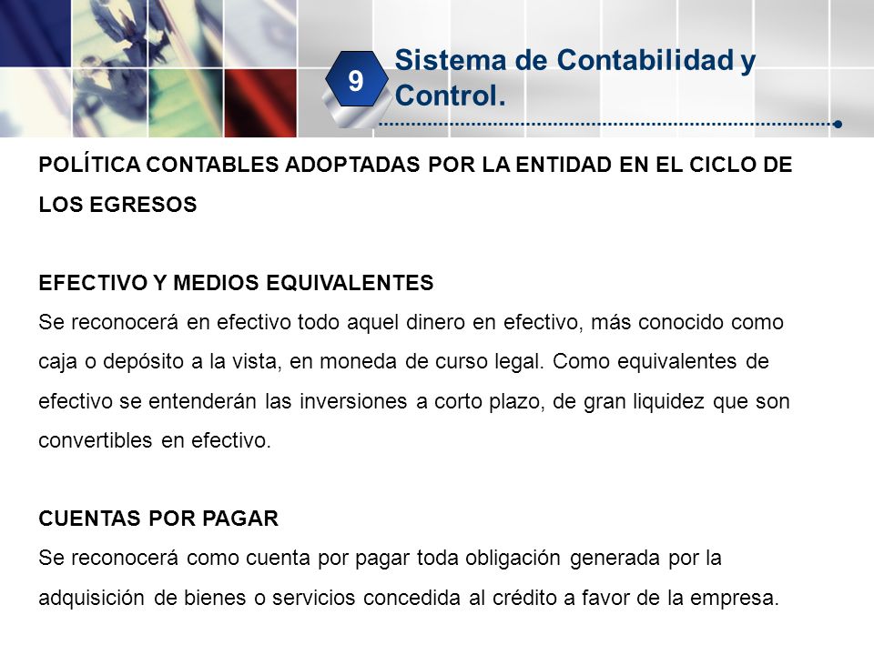 Sistema de Contabilidad y Control. 9