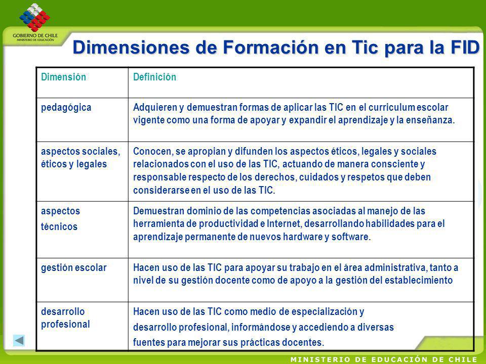 Dimensiones de Formación en Tic para la FID