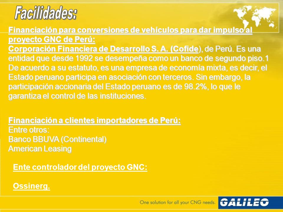 Facilidades: Financiación para conversiones de vehículos para dar impulso al proyecto GNC de Perú: