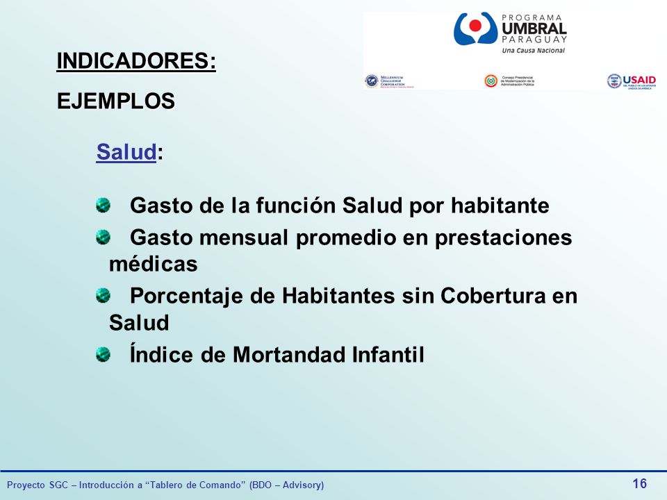 INDICADORES: EJEMPLOS. Salud: Gasto de la función Salud por habitante. Gasto mensual promedio en prestaciones médicas.