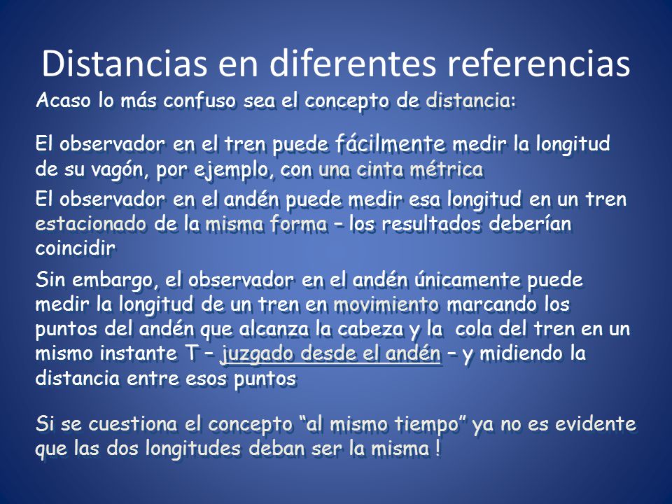Distancias en diferentes referencias