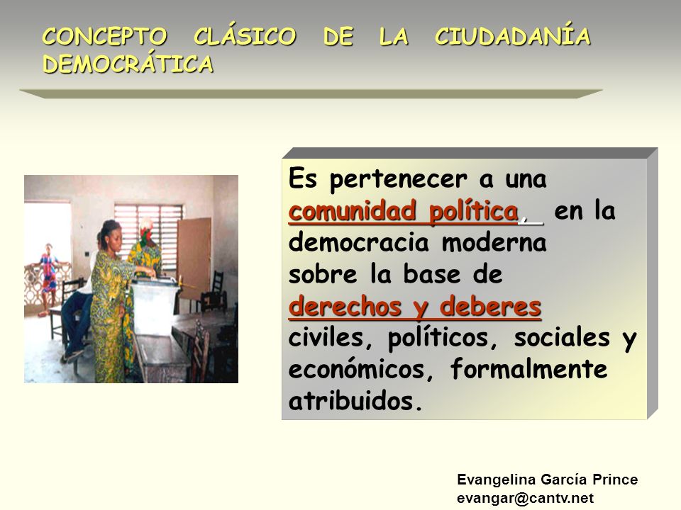 Es pertenecer a una comunidad política, en la democracia moderna