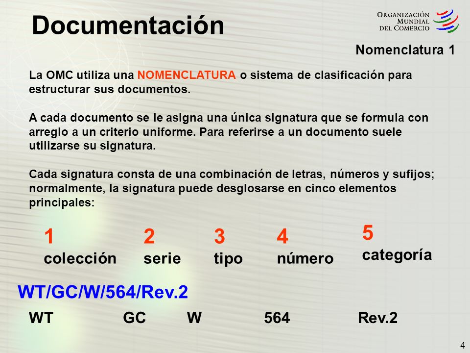 WT/GC/W/564/Rev.2 categoría colección serie tipo número