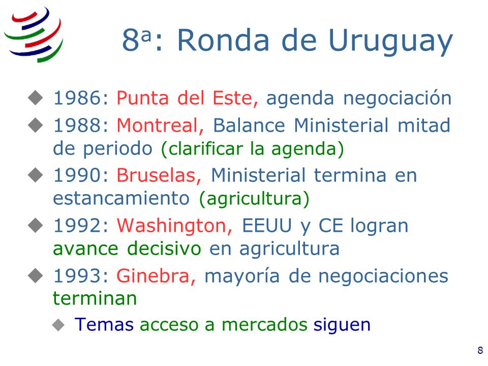 8a: Ronda de Uruguay 1986: Punta del Este, agenda negociación