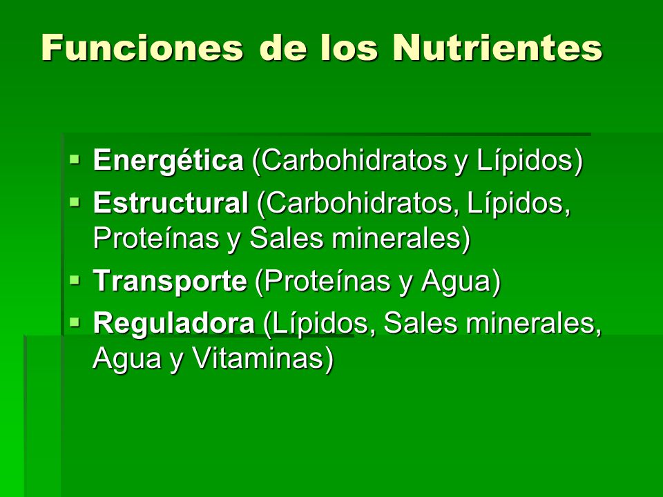 Funciones de los Nutrientes