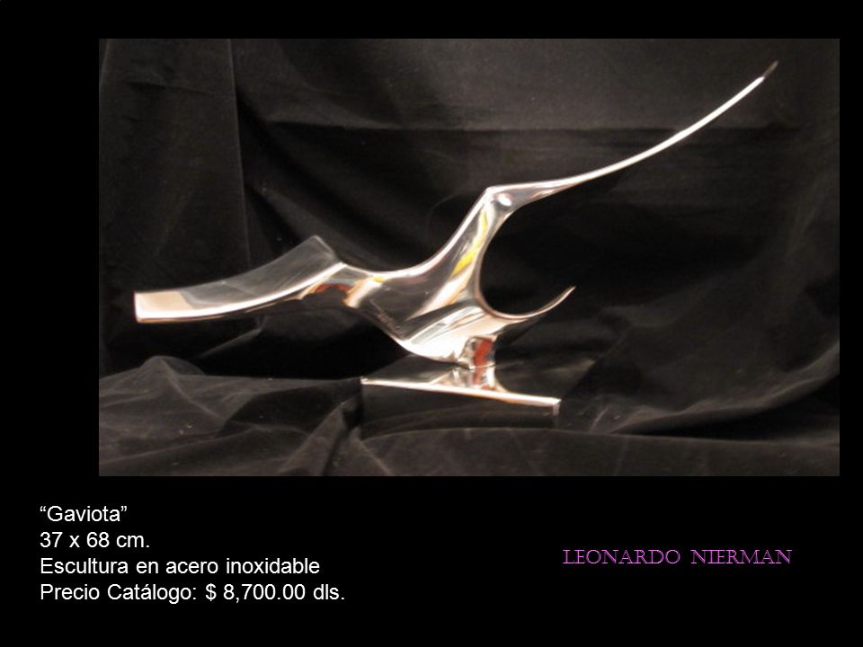 Gaviota 37 x 68 cm. Escultura en acero inoxidable Precio Catálogo: $ 8, dls.