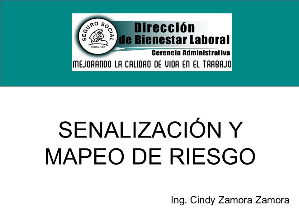 SENALIZACIÓN Y MAPEO DE RIESGO Ing. Cindy Zamora Zamora